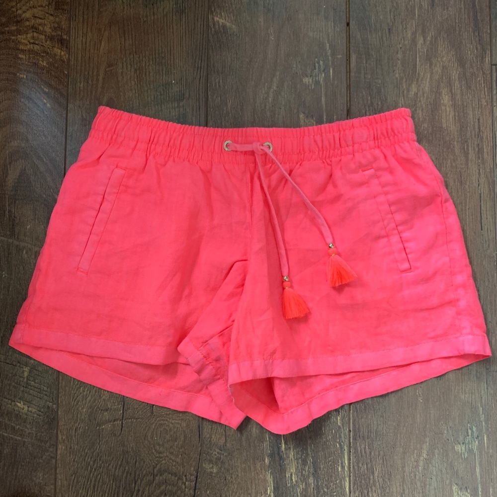 Lilly Pulitzer Hot Pink Linen Drawstring Shorts S